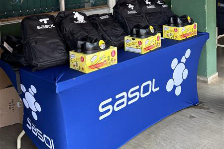 School bags and shoes donated to the school