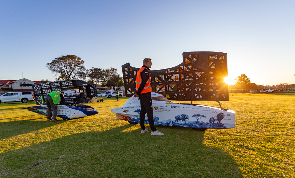 solar car charging during the 2024 Sasol Solar Challenge